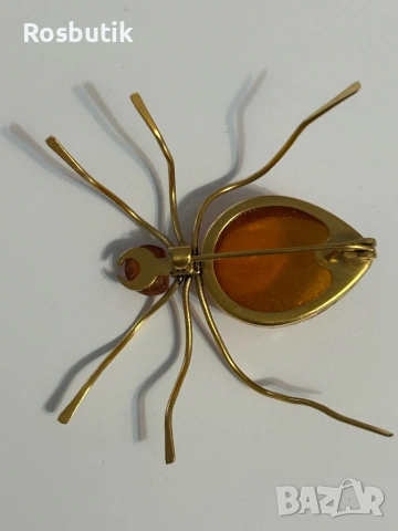Антикварна рядка съветска брошка с Кехлибар , снимка 6 - Други - 53315116