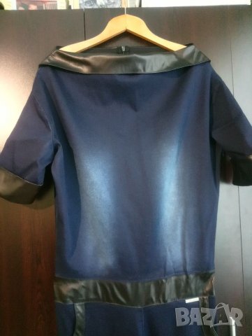 Елегантен дънков гащеризон с кожа 2XL, снимка 5 - Гащеризони - 34110776