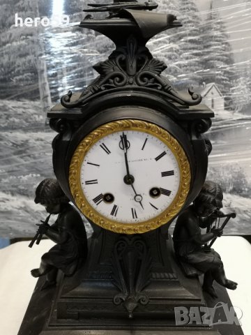  Френски Масонски каминен часовник, снимка 2 - Стенни часовници - 30148106