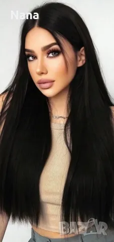 Черни треси екстеншън синтетичен косъм. Дължина 60см,грамаж 100гр. Цена за 1 брой треса 40лв., снимка 9 - Аксесоари за коса - 48498693