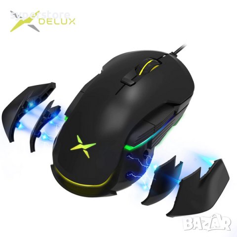 Мишка Геймърска USB Delux M627S PMW3389 RGB 16000dpi 8btns черна, снимка 2 - Клавиатури и мишки - 39172976