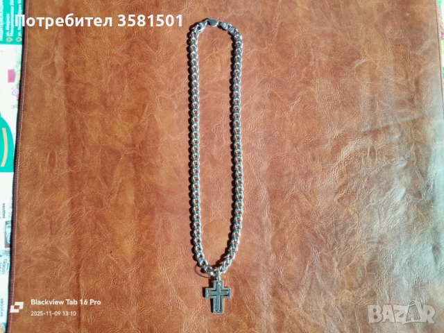 162/Сребърен Синджир Панцер със Кръст-83грама.🇧🇬