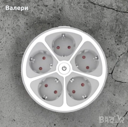 Кръгъл разклонител Muhler с ключ 5 гнезда, 1,5 метра, снимка 2 - Друга електроника - 53201166