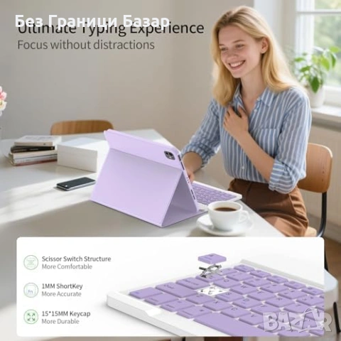 Нов Калъф с Bluetooth клавиатура за таблет iPad Air 11 M3/M2, Pro 11, снимка 6 - Друга електроника - 53375434