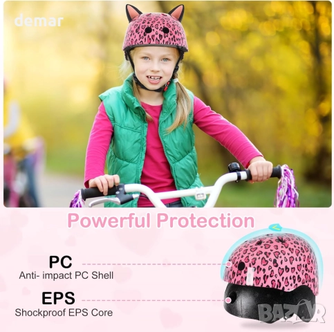 MHJY Детска каска за момичета на възраст 8-14 години, регулируема, с котешки уши, снимка 2 - Други - 52089652