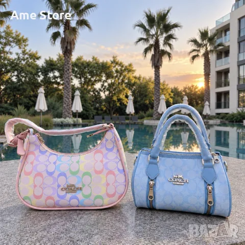 Чанта Coach синя и розова