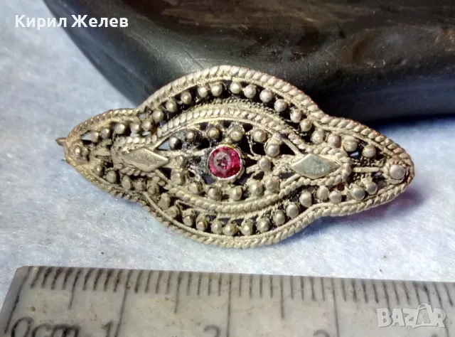 СТАРИННА СКЪПОЦЕННА ФИЛИГРАННА СРЕБЪРНА БРОШКА ВИСОКА ПРОБА СРЕБРО с НАТУРАЛЕН РУБИН 47936, снимка 9 - Антикварни и старинни предмети - 48476670