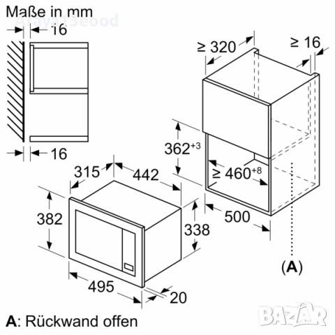 Микровълнова фурна за вграждане Bosch BFL523MB3 Series 2, 20 л, 800 W, снимка 3 - Микровълнови - 53911404