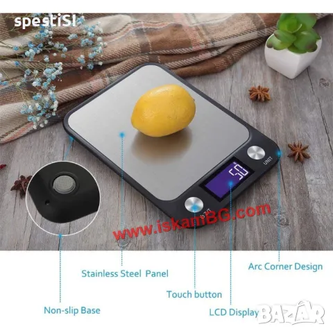 Многофункционална кухненска везна с дисплей до 5кг., снимка 3 - Електронни везни - 49485006