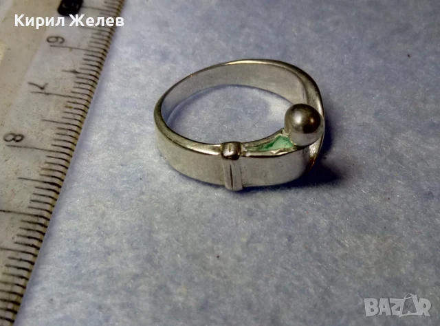 ИНТЕРЕСЕН ФИГУРАЛЕН СРЕБЪРЕН ПРЪСТЕН КОЛАН СРЕБРО 925 с БЯЛА ПОЗЛАТА и ЧАСТИЧНО АРТ ПАТИНИРАНЕ 48654, снимка 4 - Пръстени - 50542237