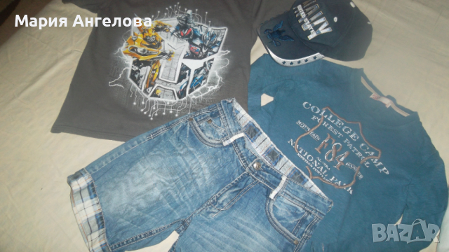 модерни дрешки:2 блузи,шапка,къси дънки., снимка 1