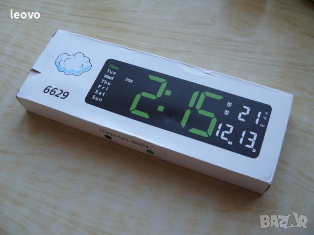Голям електронен часовник DS-6629, с термометър и дата.  Дистанционно управление, снимка 5 - Стенни часовници - 42589111