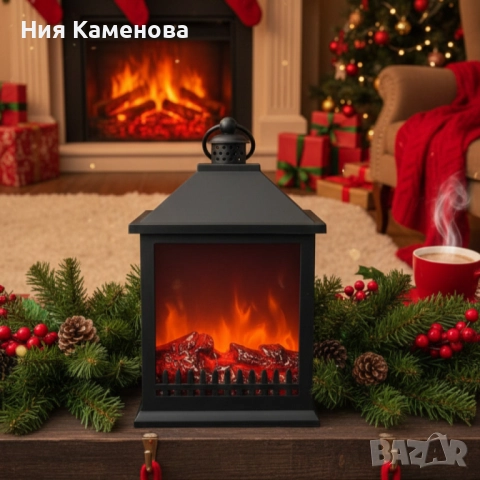 LED Декоративен фенер-камина – Реалистичен пламък за Коледа и зимен уют, снимка 2 - Декорация за дома - 52643469