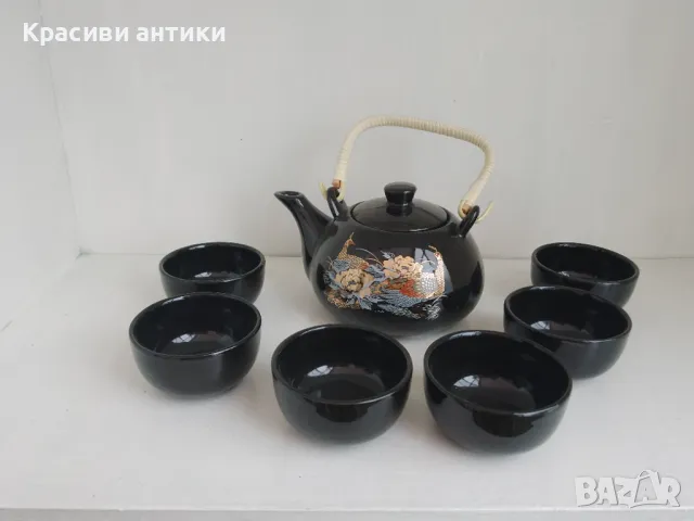 Японски порцелан сервиз, рьчно рисуван, снимка 5 - Антикварни и старинни предмети - 49159588