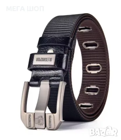 Мъжки колан от плат с метална сплав – дизайнерски, здрав и стилен, снимка 3 - Колани - 50130264