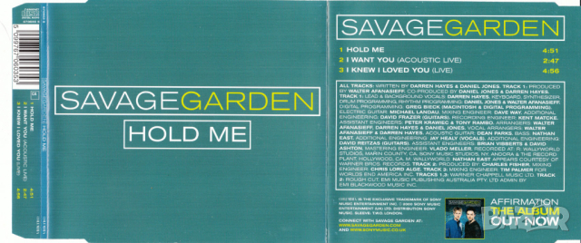 Savage Garden - Hold Me - Maxi Single CD - оригинален диск, снимка 2 - CD дискове - 44585539
