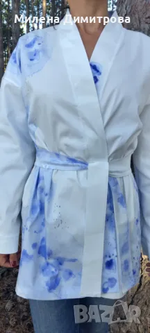 Ръчно рисувано сатенирано кимоно , снимка 10 - Сака - 48868410