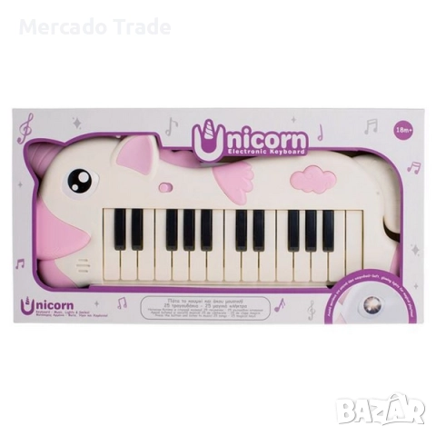 Детска йоника Еднорог, Със светлини, звуци и 25 песнички, Розов, снимка 2 - Музикални играчки - 52529608