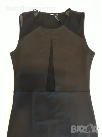 Мини черна рокля къса , елегантна, секси, без ръкав, с прозрачен елемент отпред и на раменете, ефект, снимка 5 - Рокли - 37435253