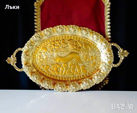 Бронзов поднос,плато,фруктиера,лов,Елен,маркиран., снимка 11 - Антикварни и старинни предмети - 30734112