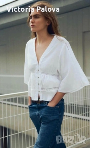 Ефирна ленена блуза в стил Lagenlook - Произведено в Италия, снимка 12 - Корсети, бюстиета, топове - 53892992