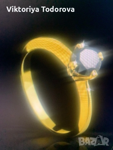 14К Златен годежен пръстен с диамант-ОФЕРТА