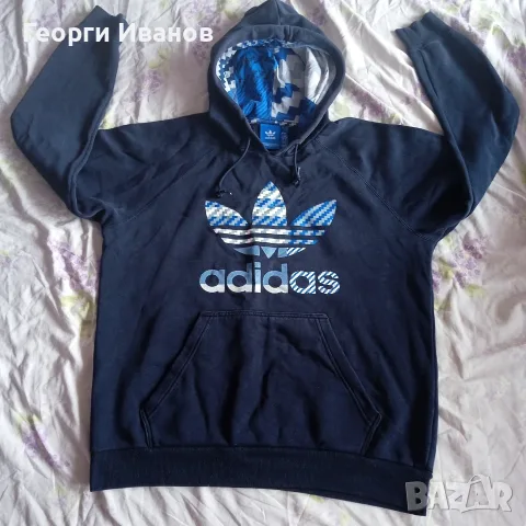 КАТО НОВ ADIDAS ORIGINALS L/XL 100% оригинален ватиран суичър Адидас QR-код горница худи sweatshirt