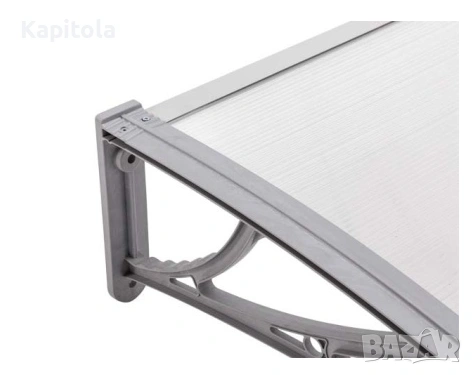 Навес от поликарбонат 300см × 120см - Сив/Прозрачен, снимка 2 - Други - 54066932