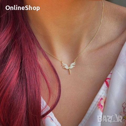 Стилно и нежно колие – АНГЕЛСКИ КРИЛА, снимка 4 - Колиета, медальони, синджири - 53360386