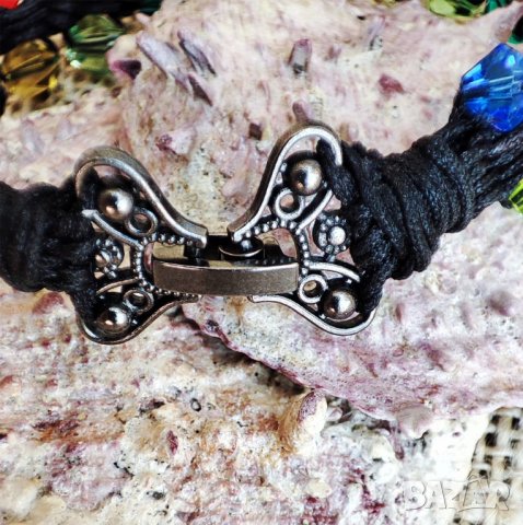 Плоска кумихимо гривна с кристали, снимка 9 - Гривни - 42588826