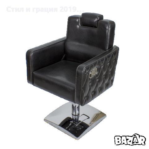 Фризьорски/бръснарски стол Versa plus - черен/кафяв, снимка 1 - Бръснарски столове - 44653981