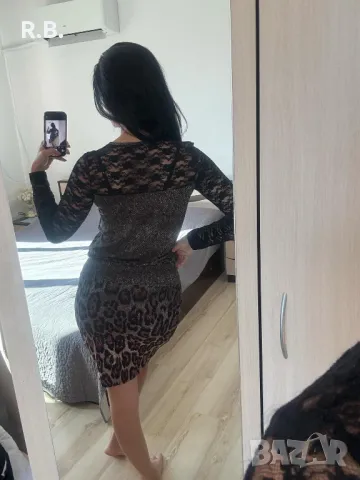 Тигрова дантелена рокля, М/L размер, снимка 9 - Рокли - 35985398