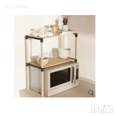 Етажерка за микровълнова, 2 нива, Кафяв, снимка 2 - Органайзери - 48876064