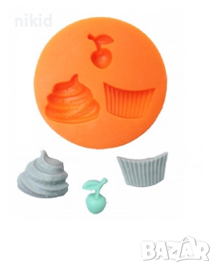 части на кексче кошничка крем и череша силиконов молд форма декорация украса фондан торта мъфини и , снимка 2 - Форми - 25134501