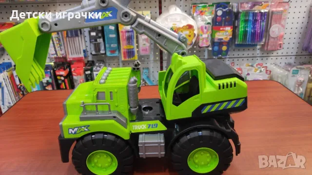 Камион багер зелен/оранжев, голяма строителна машина, снимка 5 - Коли, камиони, мотори, писти - 50226410