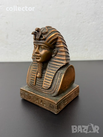 Медна египетска маска / бюст на Тутанкамон. №8049, снимка 2 - Колекции - 54029330