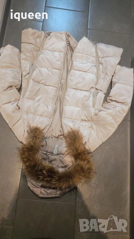 Зимно яке с лисица в бежово, снимка 3 - Якета - 53207887