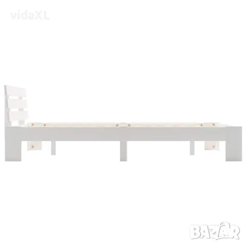 vidaXL Рамка за легло, бяла, бор масив, 140х200 см, снимка 4 - Спални и легла - 56146476