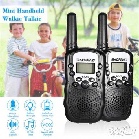 Комплект 2бр. Радиостанции BAOFENG BF-T3 Уоки Токи, Led индикация черни, снимка 3 - Оборудване и аксесоари за оръжия - 31516825