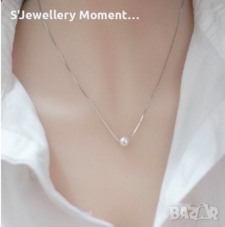 Сребърно колие Пандора 925 с перла , снимка 2 - Колиета, медальони, синджири - 40268050