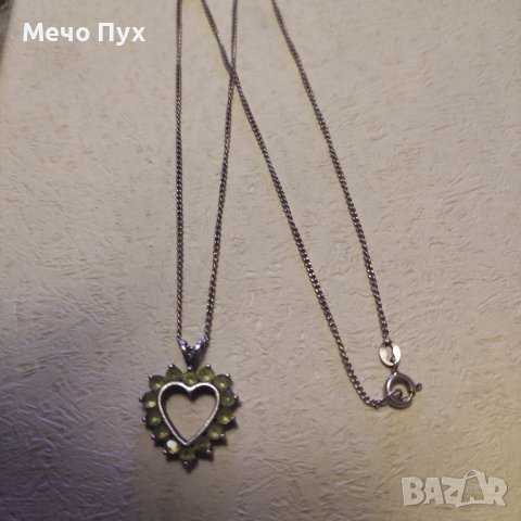 Сребърен синджир с висулка сърце (204), снимка 4 - Колиета, медальони, синджири - 42867901