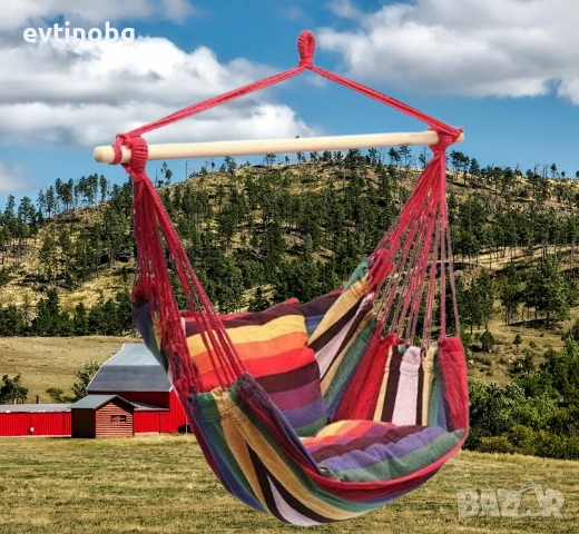 Удобен и здрав хамак с въжета – релакс на открито или на терасата, снимка 4 - Градински мебели, декорация  - 53906204
