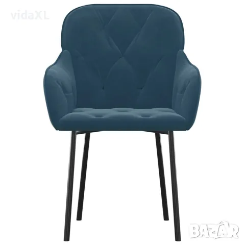 vidaXL Трапезни столове, 2 бр, сини, кадифе, снимка 4 - Столове - 56147129