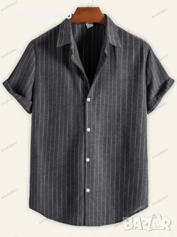 Ежедневна мъжка модна риза с къс ръкав на райе, 5цвята , снимка 3 - Ризи - 40847752