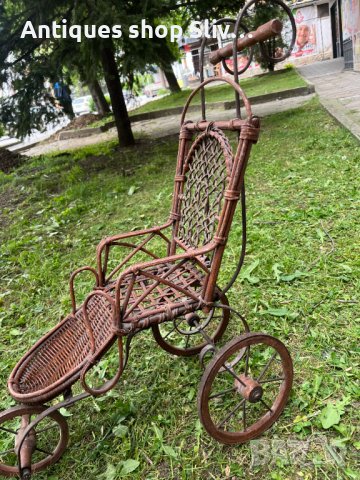 Стара плетена количка за кукли. №3998, снимка 4 - Антикварни и старинни предмети - 40730612