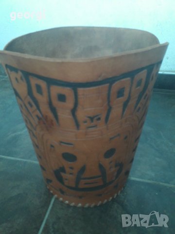 Кофа кашпа от естествена кожа    16/4, снимка 2 - Декорация за дома - 30087462