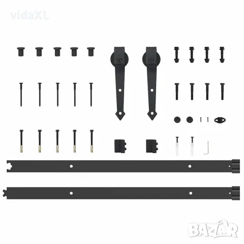vidaXL Комплект механизъм за плъзгаща врата, 152,5 см, стомана, черен, снимка 5 - Железария - 56147426