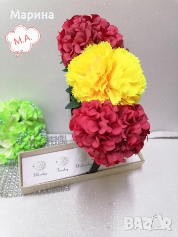 Диадема с цветя, вариант 23, снимка 2 - Аксесоари за коса - 52688406