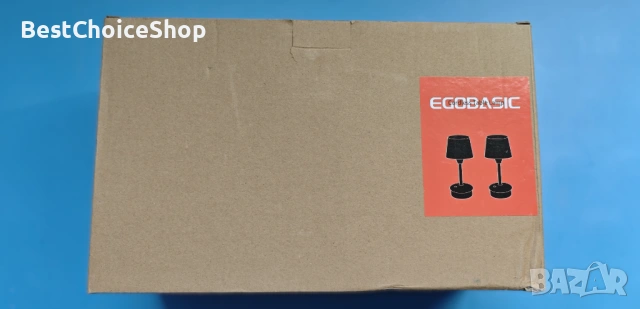 Две безжични настолни лампи Egobasic – златисти с текстилни абажури, снимка 2 - Настолни лампи - 54093933