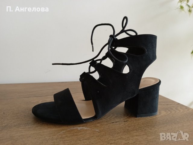 Черни сандали 37 номер-чисто нови, снимка 1 - Дамски обувки на ток - 39870991